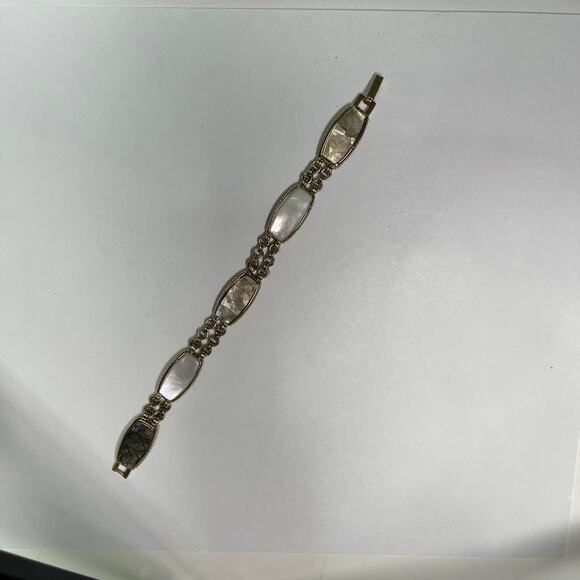 LC Lauren Conrad gold tone bracelet pearl abolone MOP mother of pearl inserts - Picture 1 of 11